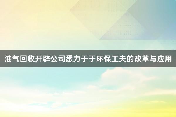 油气回收开辟公司悉力于于环保工夫的改革与应用